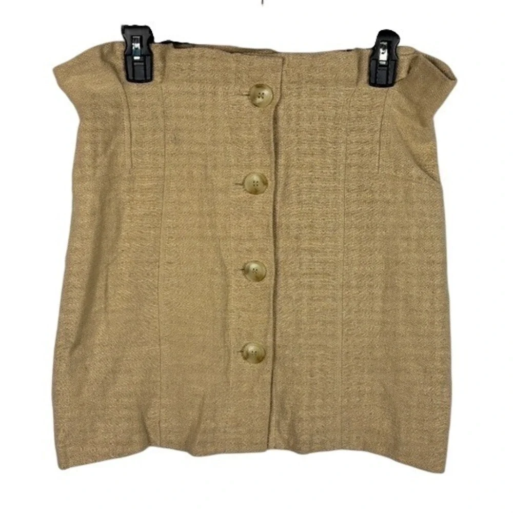 FRNCH Paris Women's Button Up Mini Skirt Sz M Linen Cotton Lined Preppy Academia